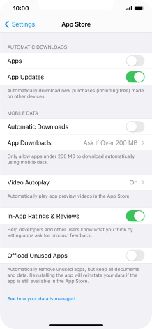 Press the indicators next to the required content types to turn the function on or off.