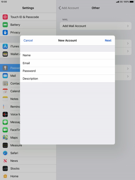 Press Description and key in the required name. Press Description and key in the required name.