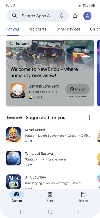 Press the search field.