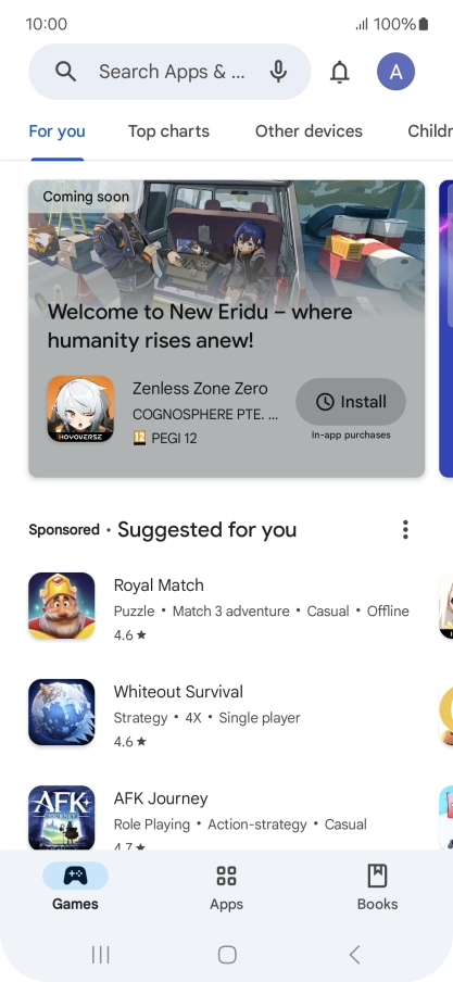 Press the search field.