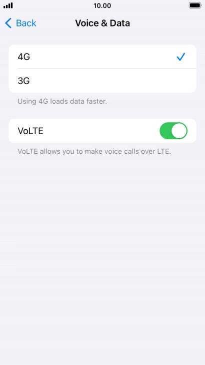 Press the required network mode.