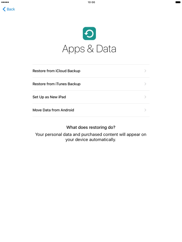 Press Restore from iCloud Backup.