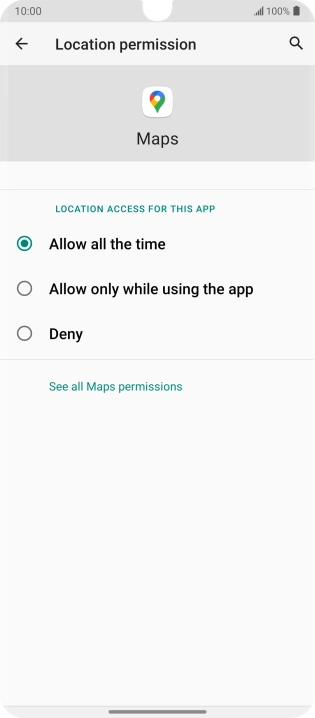 Press the required setting.