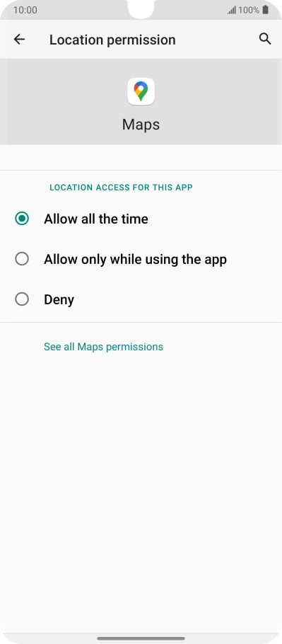 Press the required setting.