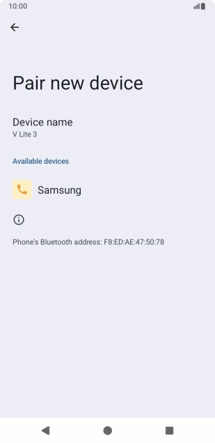 Press the required Bluetooth device and follow the instructions on the screen to pair the device with your phone.