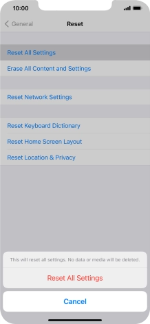Press Reset All Settings.