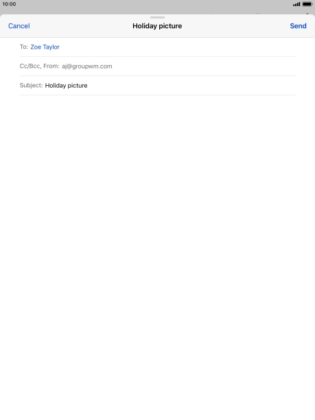 Press the text input field and write the text for your email message.