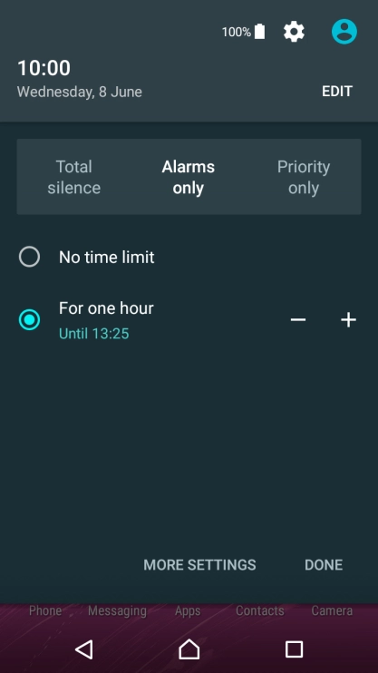 Press DONE to turn on silent mode.