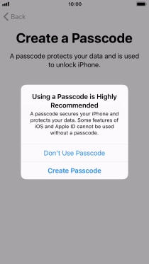 If you turn off the function, press Don't Use Passcode. If you turn off the function, press Don't Use Passcode.