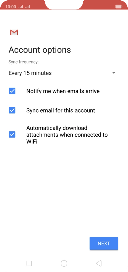 If this screen is displayed, you email account has been recognised and set up automatically. Follow the instructions on the screen to key in more information and finish setting up your phone.
