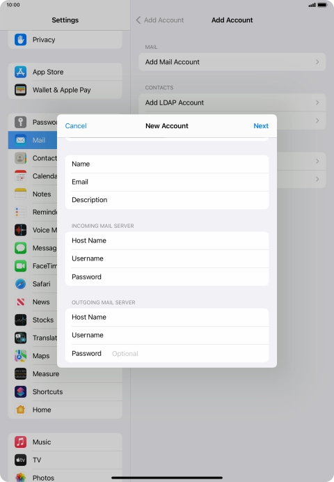 Press Password and key in the password for your email account. Please note that if you're using Vodafone's outgoing server, leave the password field empty. Press Password and key in the password for your email account. Please note that if you're using Vodafone's outgoing server, leave the password field empty.