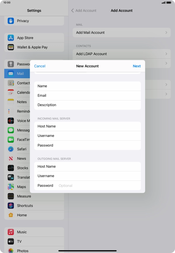 Press Password and key in the password for your email account. Please note that if you're using Vodafone's outgoing server, leave the password field empty. Press Password and key in the password for your email account. Please note that if you're using Vodafone's outgoing server, leave the password field empty.