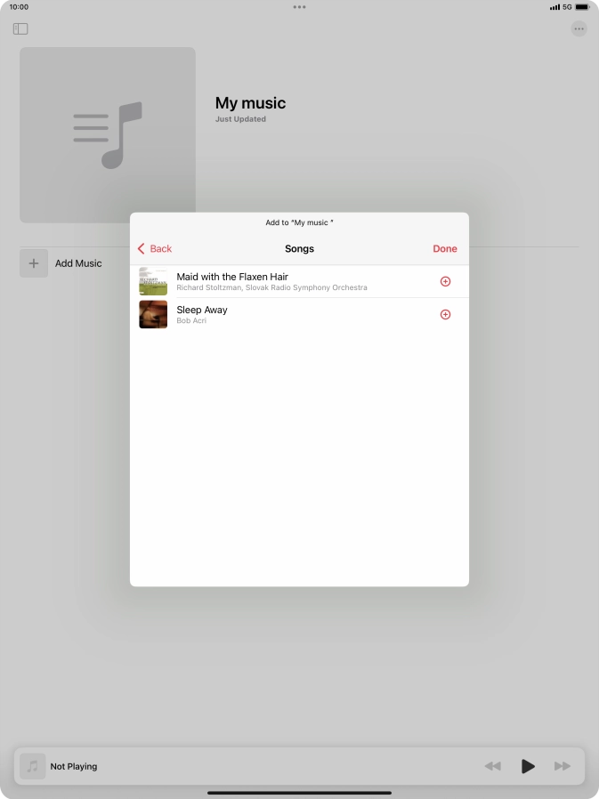 Go to the required category and press the add icon next to the required audio file.