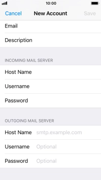 Press Host Name and key in the name of your email provider's outgoing server. Please note that if you can't send email messages when using your email provider's outgoing server, key in smtp.vodafone.net.au (Vodafone's outgoing server).