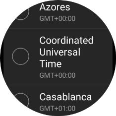 Press the required time zone. Press the required time zone.