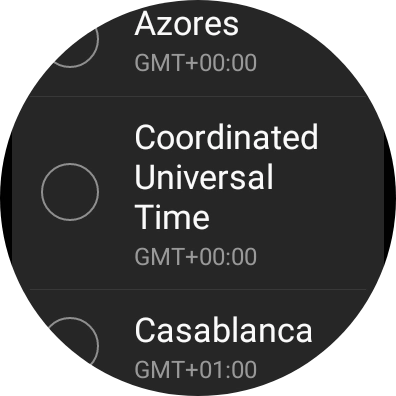 Press the required time zone. Press the required time zone.