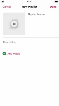 Press the text input field and key in a name for the playlist.