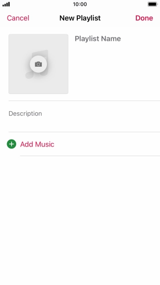 Press the text input field and key in a name for the playlist.