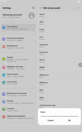 Key in Vodafone Internet and press OK.