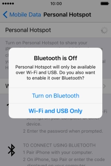 Press WiFi and USB Only. An internet connection from your computer via your phone is automatically established.