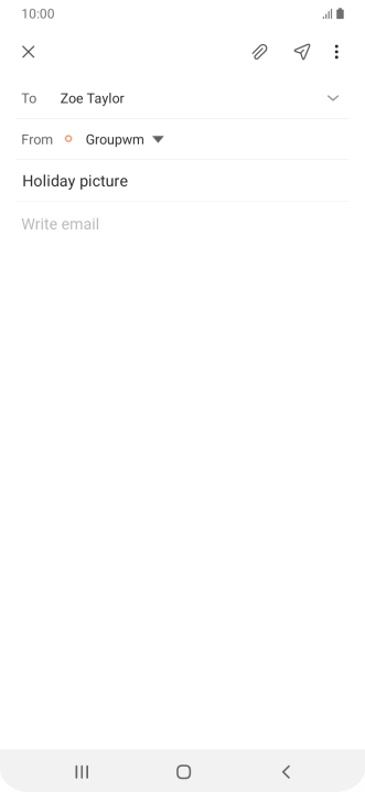 Press the text input field and write the text for your email message.