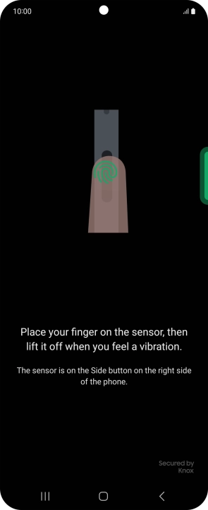 Follow the instructions on the screen to create the phone lock code using your fingerprint.