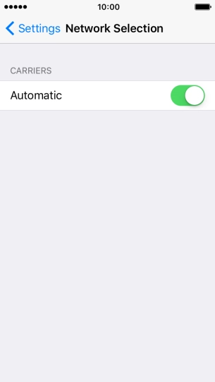 Press the indicator to turn automatic network selection on or off.