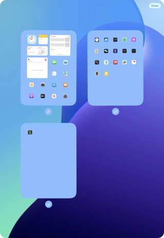 Press the field below the required home screen page to turn page view on or off.