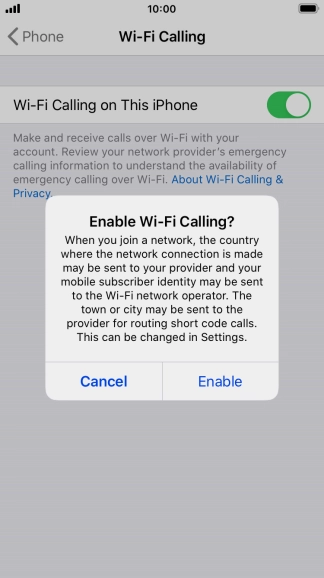 If you turn on the function, press Enable.