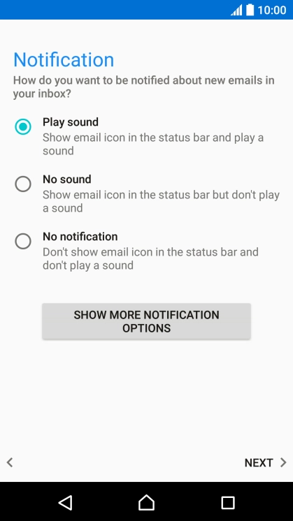 Press the required setting.