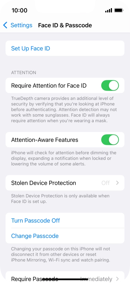 Press Turn Passcode Off and key in the phone lock code.