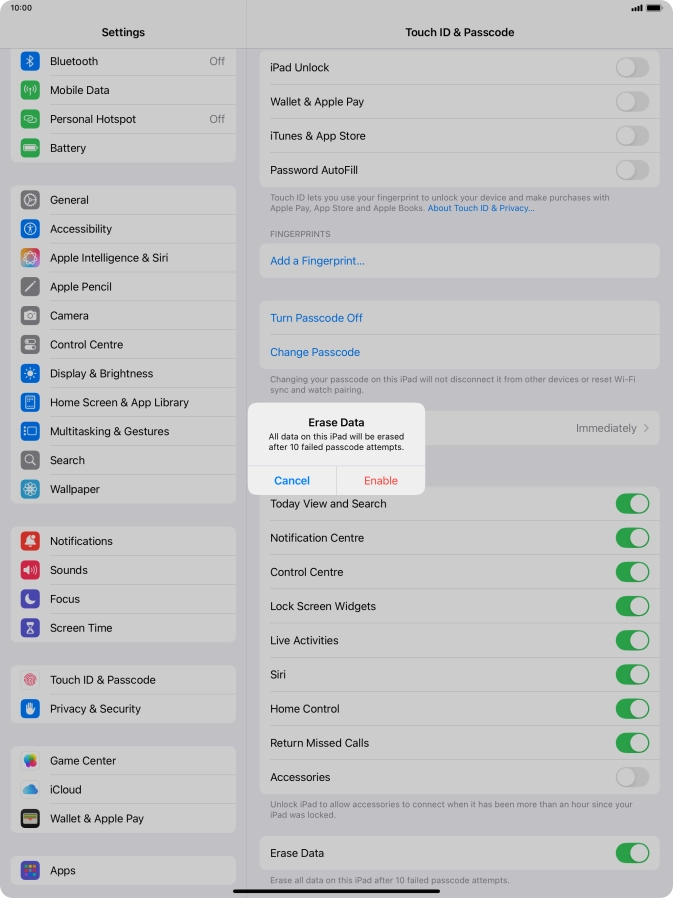 If you turn on the function, press Enable.