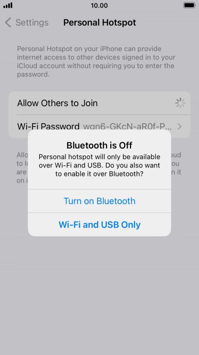 If Wi-Fi is turned on, press Wi-Fi and USB Only.