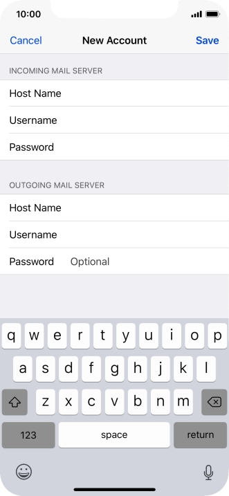 Press Password and key in the password for your email account. Please note that if you're using Vodafone's outgoing server, leave the password field empty.