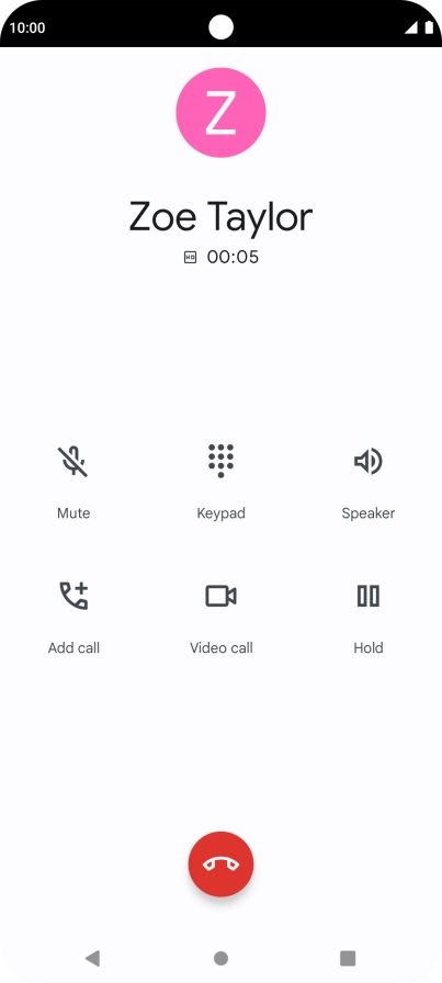 Press the end call icon.