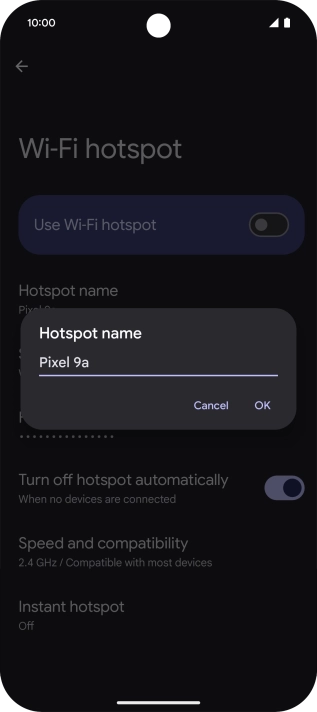 Key in the required Wi-Fi hotspot name and press OK.