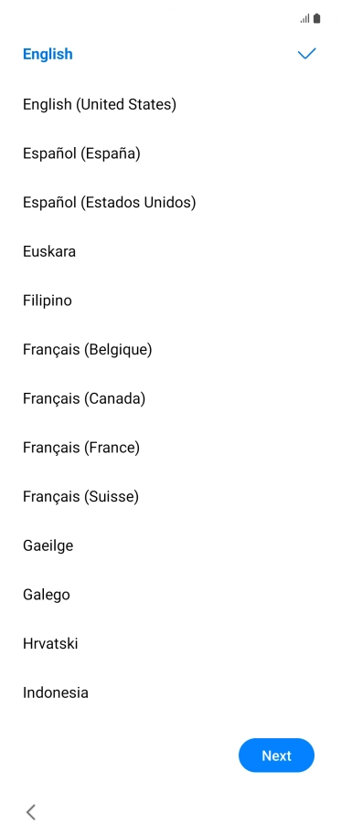 Press the required language.