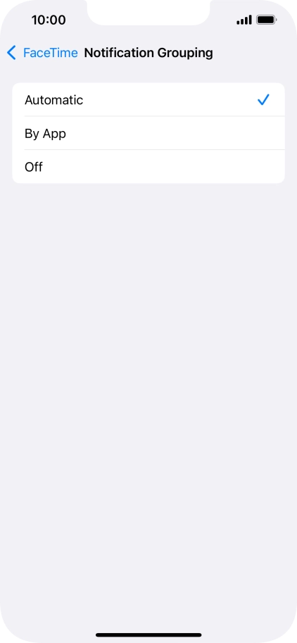 Press the required setting.