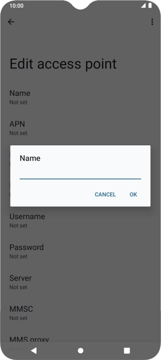 Key in Vodafone Internet and press OK.
