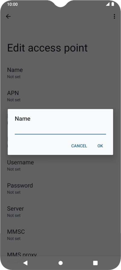 Key in Vodafone Internet and press OK.
