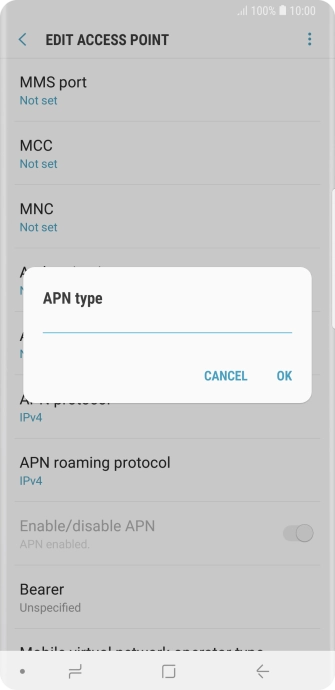 Key in default and press OK.