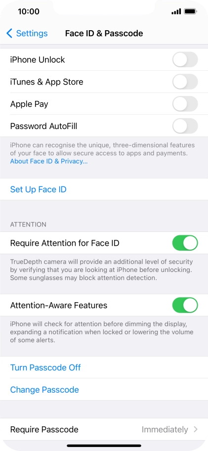 Press Turn Passcode Off and key in the phone lock code.