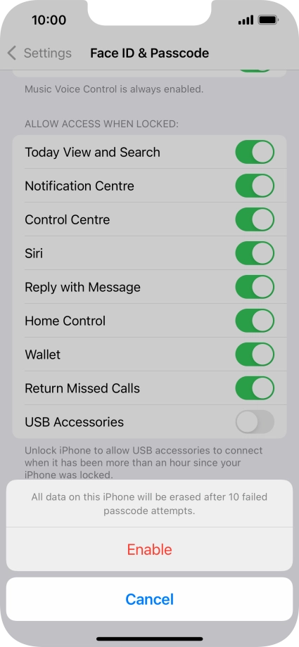 If you turn on the function, press Enable.