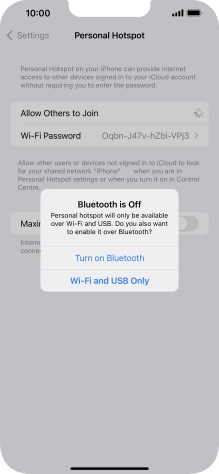 If Wi-Fi is turned on, press Wi-Fi and USB Only.