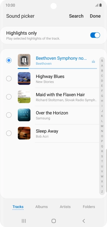 Once you've found a ring tone you like, press Done. Once you've found a ring tone you like, press Done.