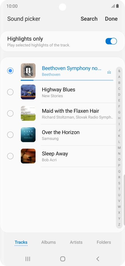 Once you've found a ring tone you like, press Done. Once you've found a ring tone you like, press Done.