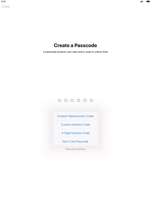 If you turn off the function, press Don't Use Passcode.