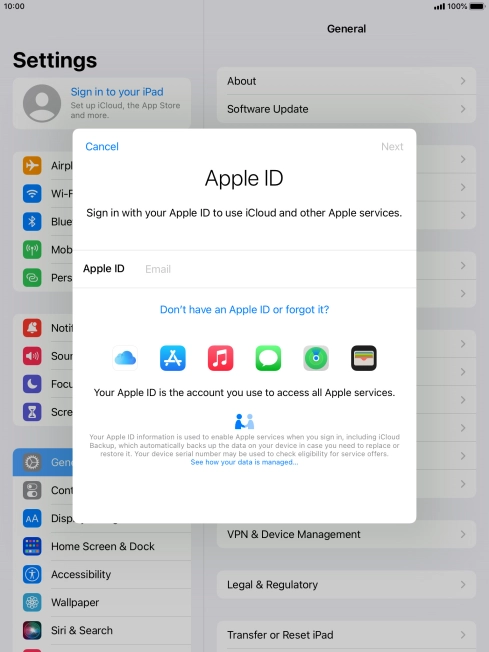 If you don t have an Apple ID, press Don't have an Apple ID or forgot it? and follow the instructions on the screen to create an Apple ID. If you don t have an Apple ID, press Don't have an Apple ID or forgot it? and follow the instructions on the screen to create an Apple ID.