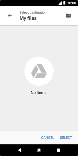 To create a new folder, press the new folder icon and follow the instructions on the screen to create a new folder.