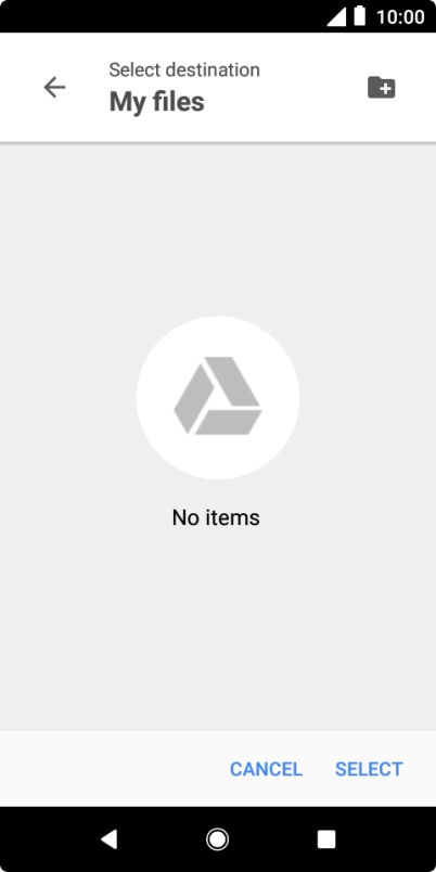 To create a new folder, press the new folder icon and follow the instructions on the screen to create a new folder.